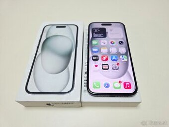 APPLE IPHONE 15 128GB BLACK,ZDRAVIE BATERKY 100%