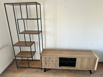 Dizajnový set nábytku – TV skrinka + industriálna polica | 1