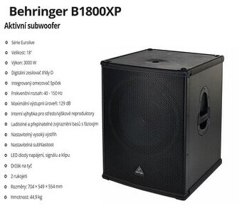 Subwoofer Behringer B1800Xp