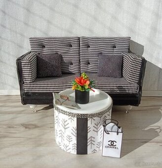 Barbie čierno-biela obývačka s doplnkami