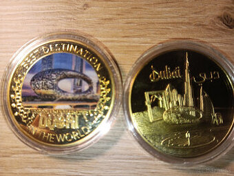 pozlatene pamatne mince DUBAJ