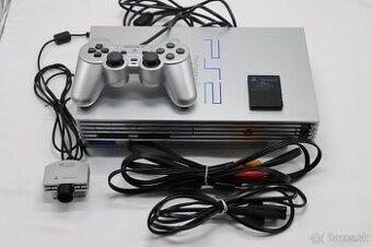 PlayStation 2 Silver + ovládač + EyeToy + karta + káble
