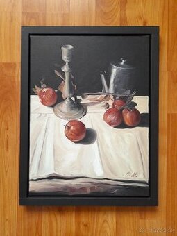 Jesenné zátišie, olejomaľba s rámom