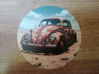 Plechová guľatá tabuľa VW Beetle- chrobák