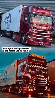 Práca pre vodičov C+E MKD frigo (Scania+Krone )