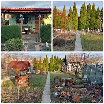 Záhrada s murovanou chatkou