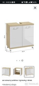 Umývadlová skrinka AMANDA II - dub artisan/biela vysoký lesk