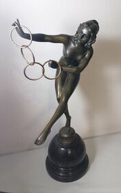 Bronzová socha tanečnice, 46 cm, mramorový podstav