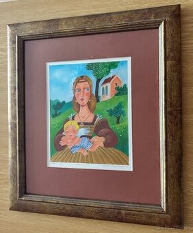 Obraz Vlasta Švejdová, Dáma a putti 33x37