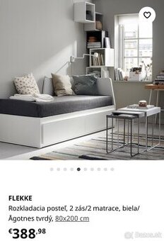Rozkladacia posteľ IKEA FLEKKE 80 x 200 farba biela