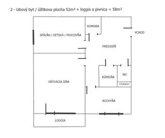 2 izbový byt s loggiou a komorou - predaj / REALITKY NEVOLAŤ