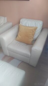 Kožené kreslo, taburetka a sedačka v tvare L - 1