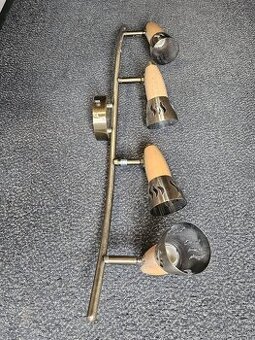 Elegantné stropné svietidlo zlato/drevo so 4 objímkami E24