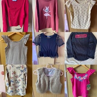 Balík tričiek a mikiny pre dievča 128-134/140