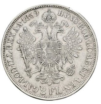 2 zlatnik 1859 B, Frantisek Jozef I.