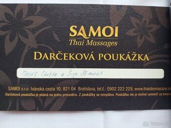 Darčeková poukážka na thajskú masáž 30 min