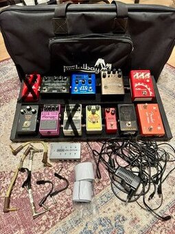 Gitarové pedále + pedalboard, príslušenstvo