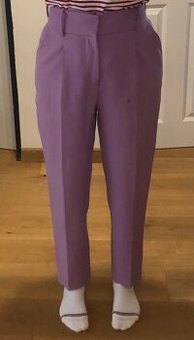 ———-Fialové nohavice s opaskom Zara, S/36, 11.70 E——