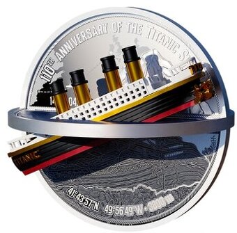 zlato striebro minca titanic legenda 3D 2022 proof