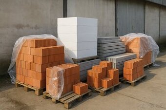 Rozličný stavebný materiál (tehly, polystyrén, chémia...)