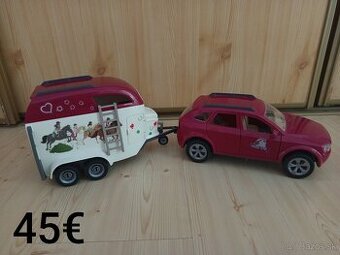 Schleich auto s vozíkom pre koňa