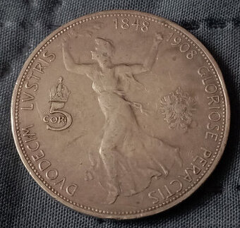Predám 5 Korunu 1908 Jubilejnú František Jozef I.