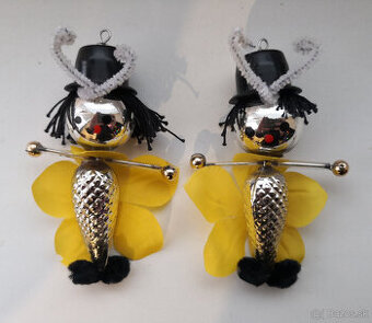 Retro vianočné ozdoby 2x motýľ