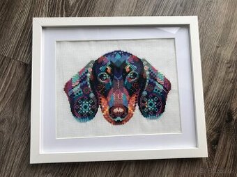 Krížiková výšivka/ obraz Jazvečík