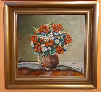 Olejomaľba na plátne-Kvety. - 1
