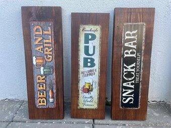 Plechové cedule na dreve - 1