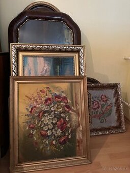 Predám staršie obrazy a vyšívané obrazy v ozdobných rámoch