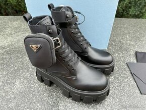 PRADA Monolith leather and Re-Nylon boots.
