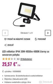 LED reflektor IP44 30W 4950LM so senzórom pohybu