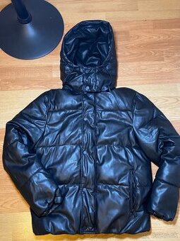 Pánska bunda ZARA z eko kože – čierna M (vhodná aj pre ženy)