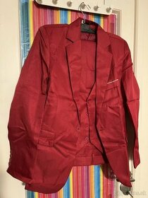 Pánsky oblek červený (sako, vesta, nohavice) veľkosť M