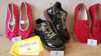 NOVÉ Topánky, tenisky jarné prechodné a papuče veľ. č. 34