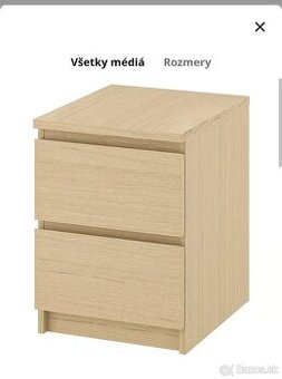 Malm komoda s 2 zásuvkami, hnedá