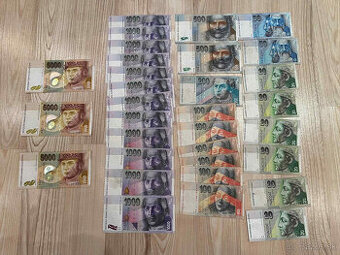Slovenské bankovky 5000SK,1000SK,500SK,200SK,100SK,50SK,20SK