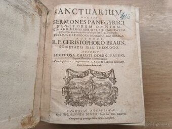 Starožitná latinská kniha 1677 pergamenová väzba