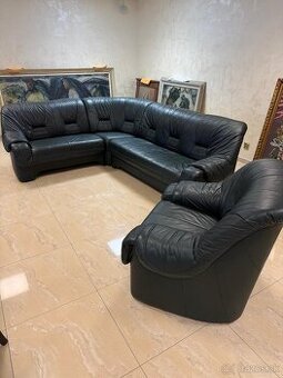 Kožená sedačka s kreslom