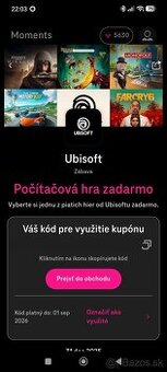 Predám kód od Telekomu na aktiváciu 1 z 5 hier od Ubisoft