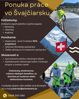 Ponuka práce vo Švajčiarsku