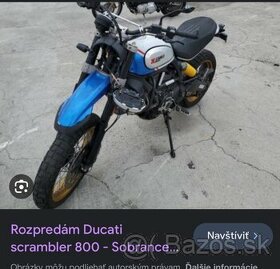 Rozpredám Ducati scrambler 800 Desert Sled