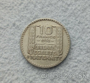 MINCA strieborná 10 Francs 1933 Francúzsko