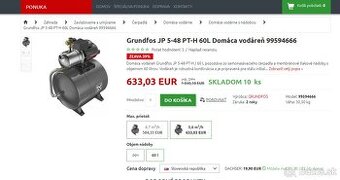 Grundfos JP 5-48 PT-H 60L este záruke rok