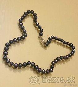 Perlový náhrdelník pravé čierne perly