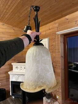 Predám antik lampu/luster s mramorovým sklom