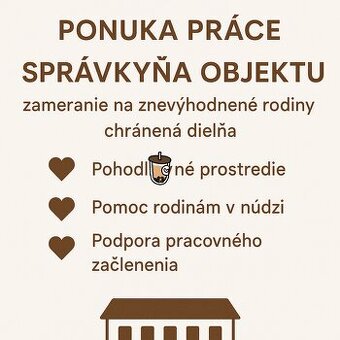 Správkyňa / správca objektu s možnosťou ubytovania