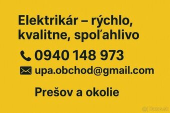 Elektrikár Prešov a okolie –oprava porúch, elektroinštalácie