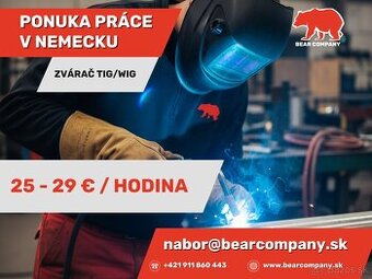 Zvárač Nemecko – TIG/WIG zváranie (25–29 €/h)